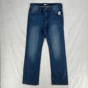 Old Navy Wow Straight Non Stretch Jeans Boys 16 Plus Blue Dark Wash Denim Cotton
